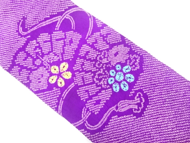 JAPANESE KIMONO / ANTIQUE NAGOYA OBI / SILK / ALL SHIBORI / FOLDING FAN & FLOWERS